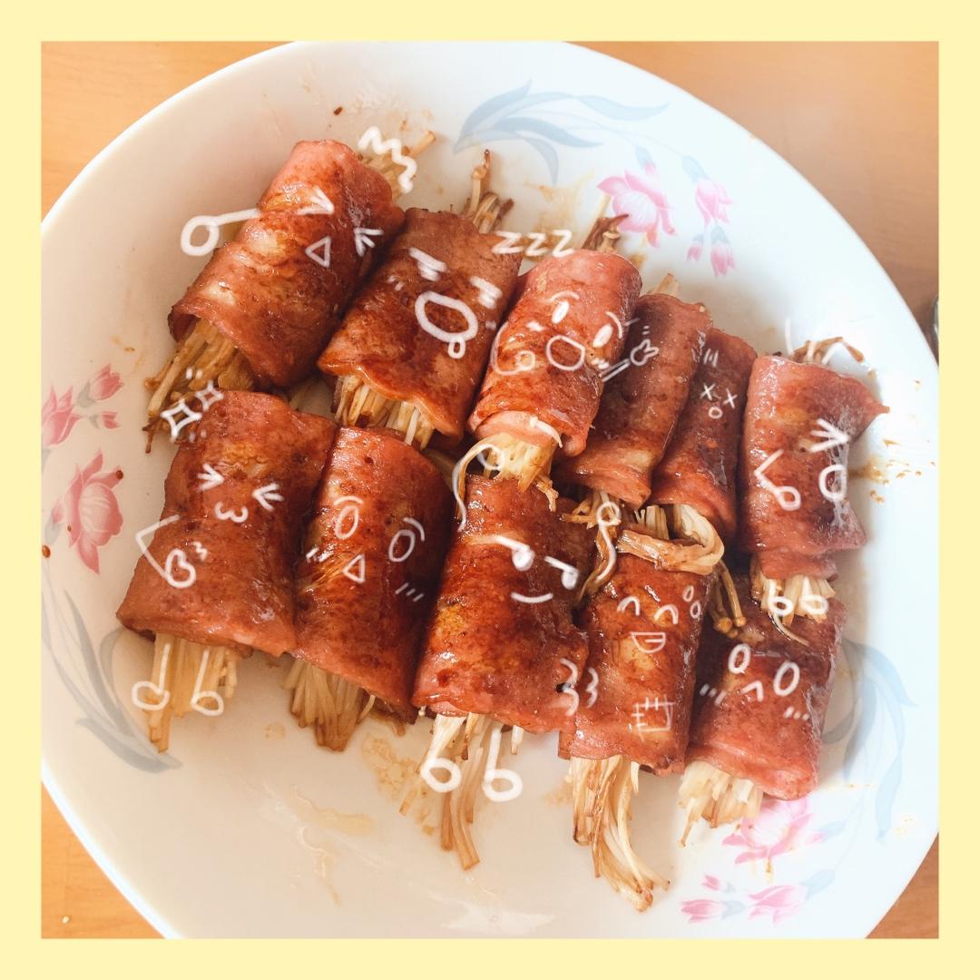 烤箱无油版培根金针菇卷