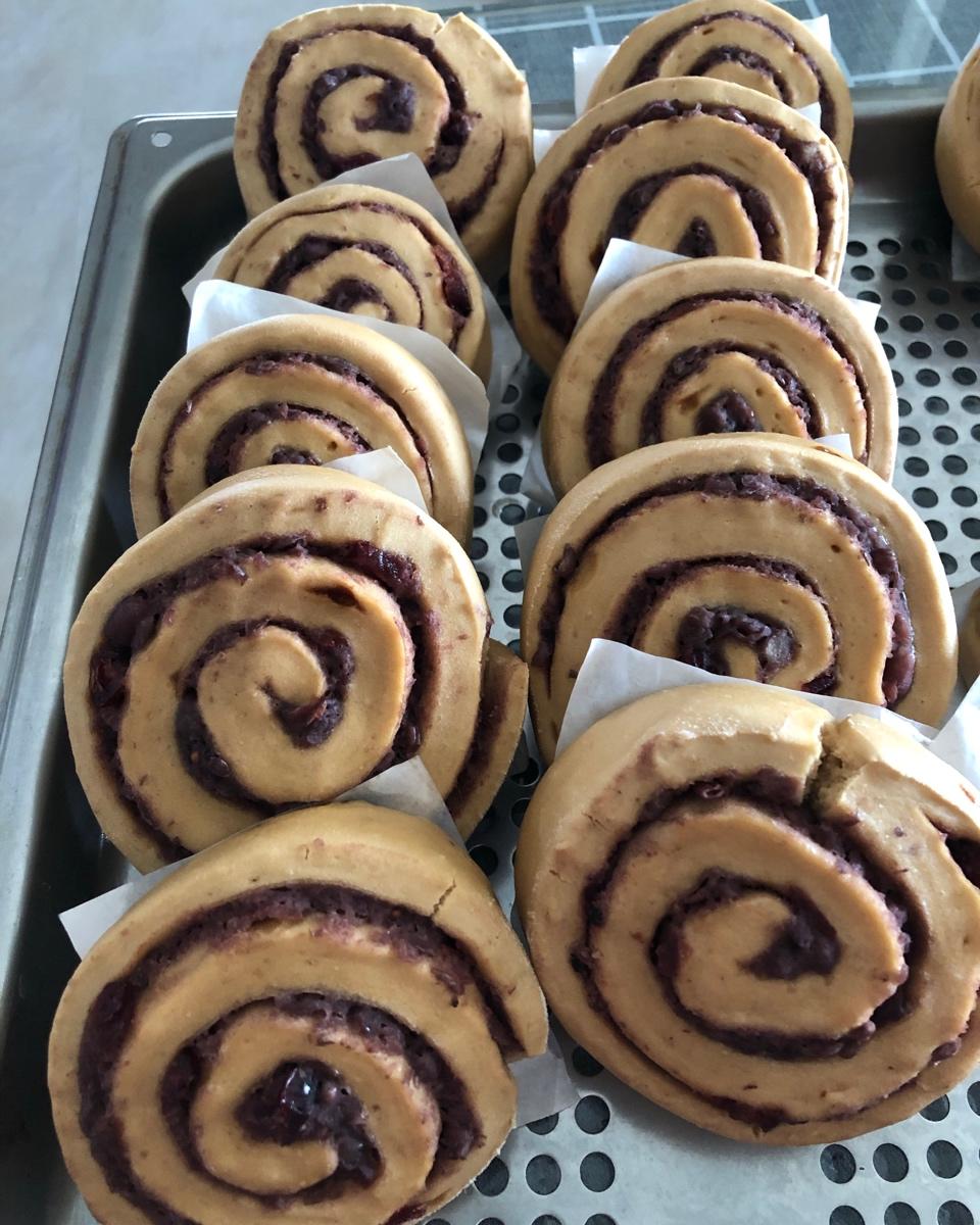 红糖红豆手撕馒头卷