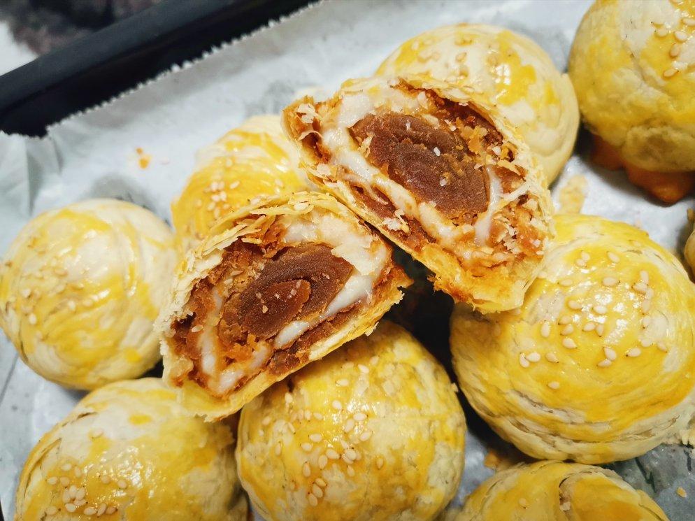 懒人版电饼铛手抓饼蛋黄酥