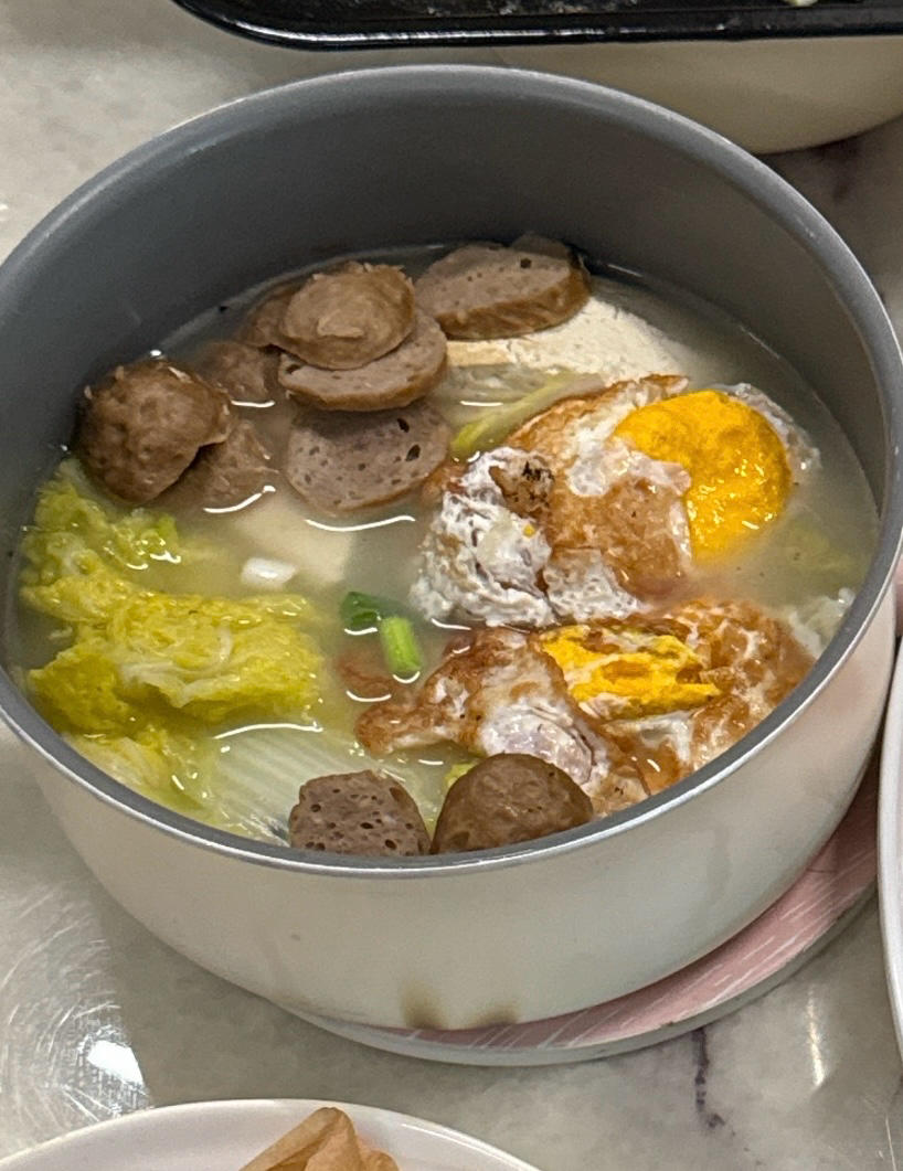 娃娃菜煎荷包蛋汤