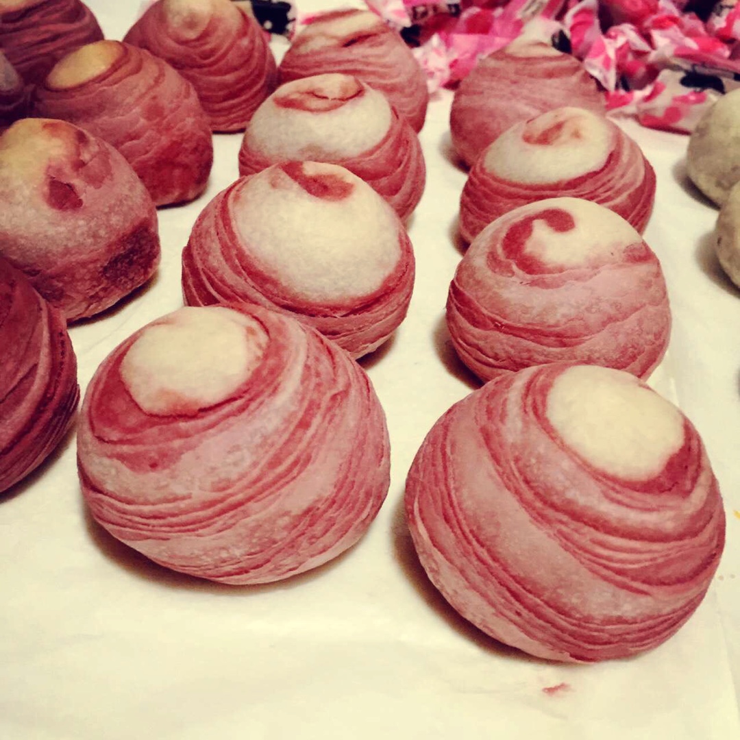 蛋黄酥~紫薯、抹茶、原味~花好月圆，中秋快乐~内附一次做六色蛋黄酥方法~