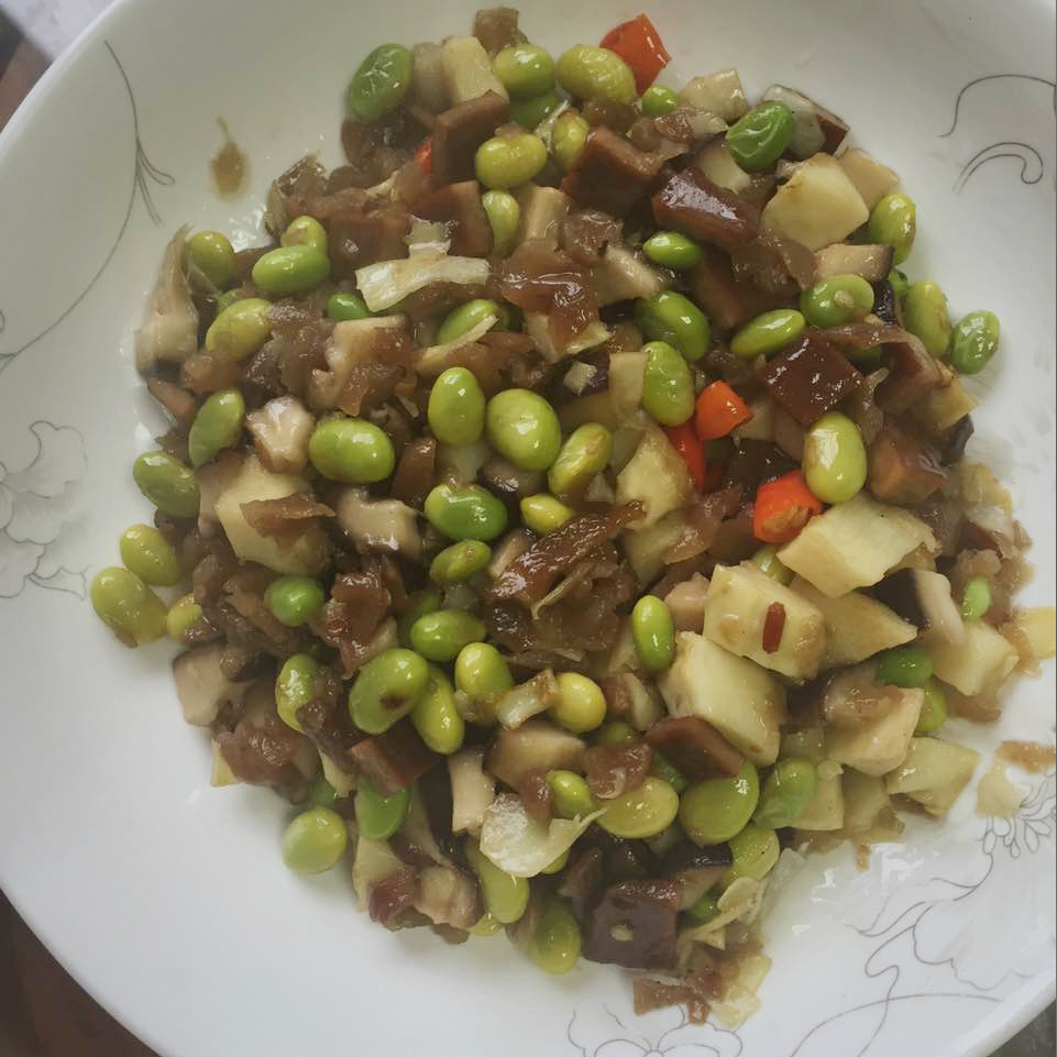 毛豆香干炒菜脯