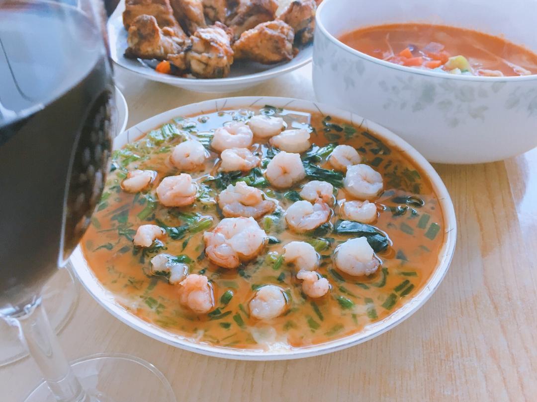 菠菜虾仁蒸蛋