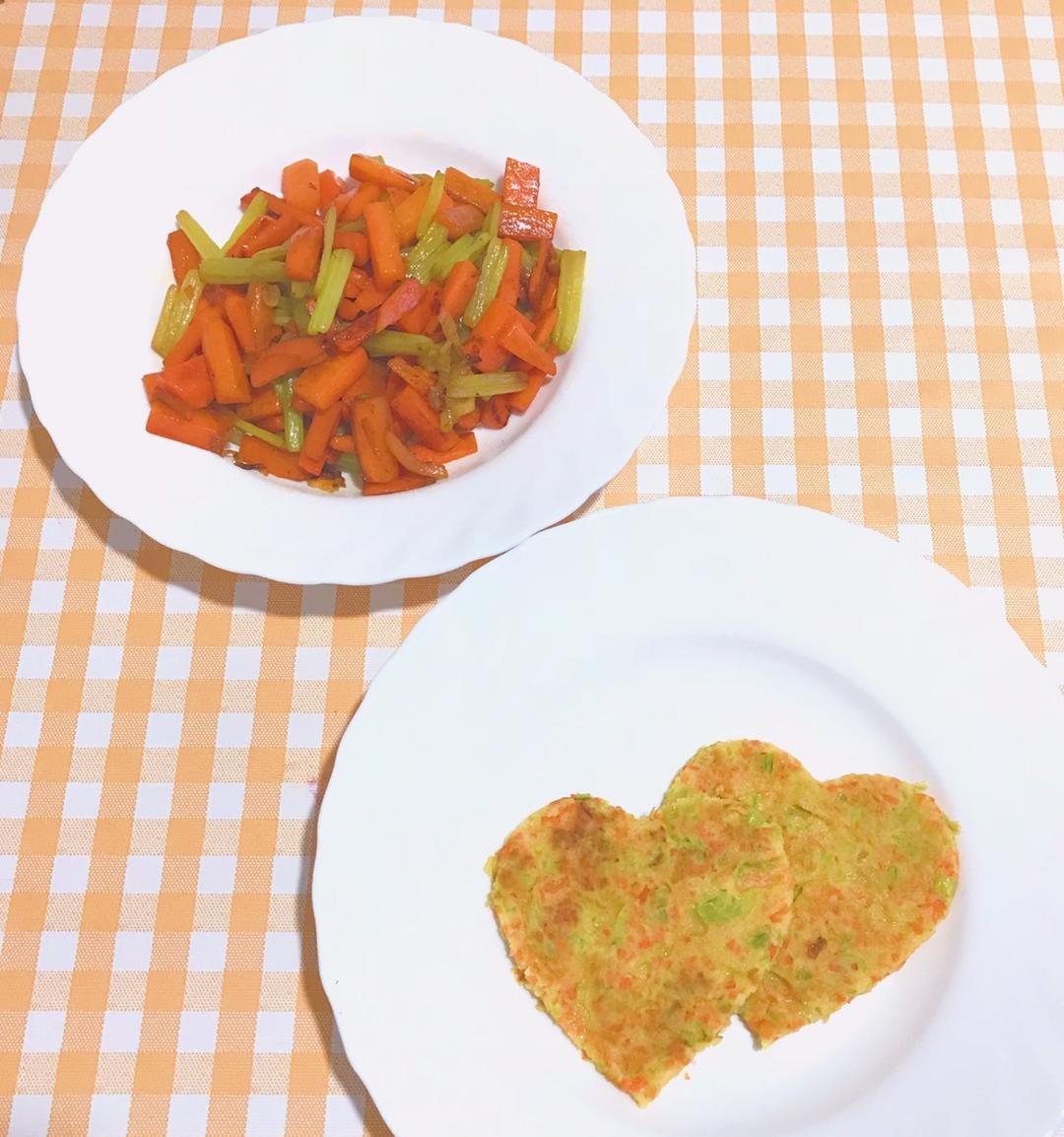芹菜叶胡萝卜蛋饼