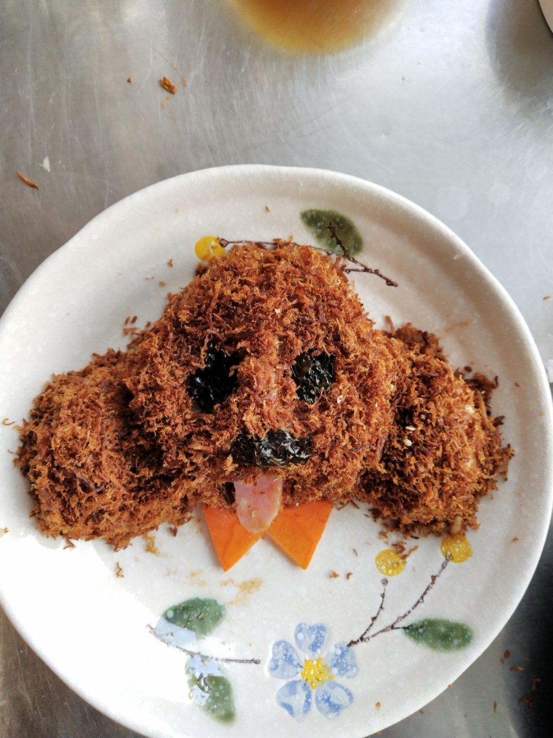 哄娃人气早餐【咸蛋黄肉松饭团】泰迪版-每天都是六一节