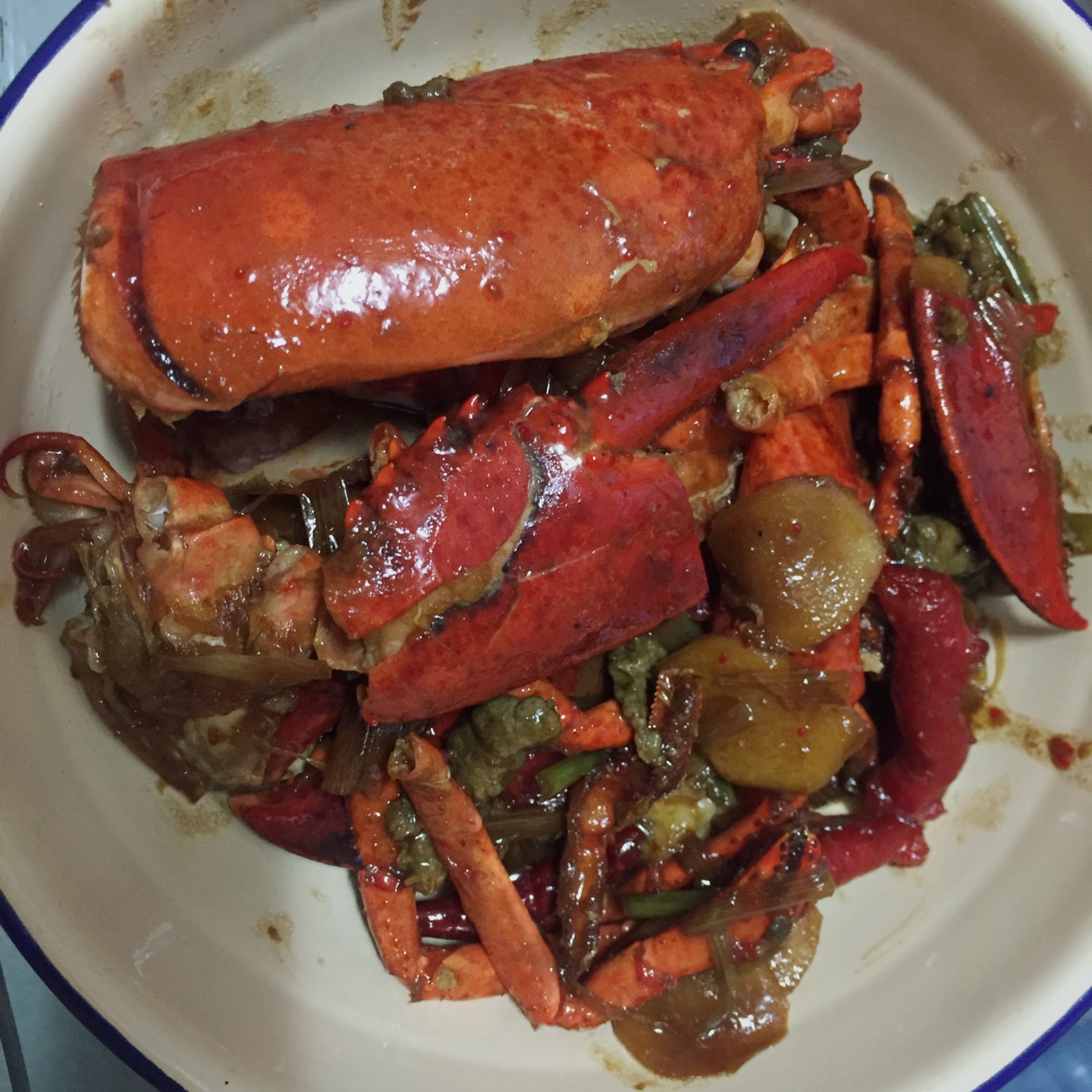 葱姜龙虾（附详细的拆解龙虾技巧，附精确地调料用量）