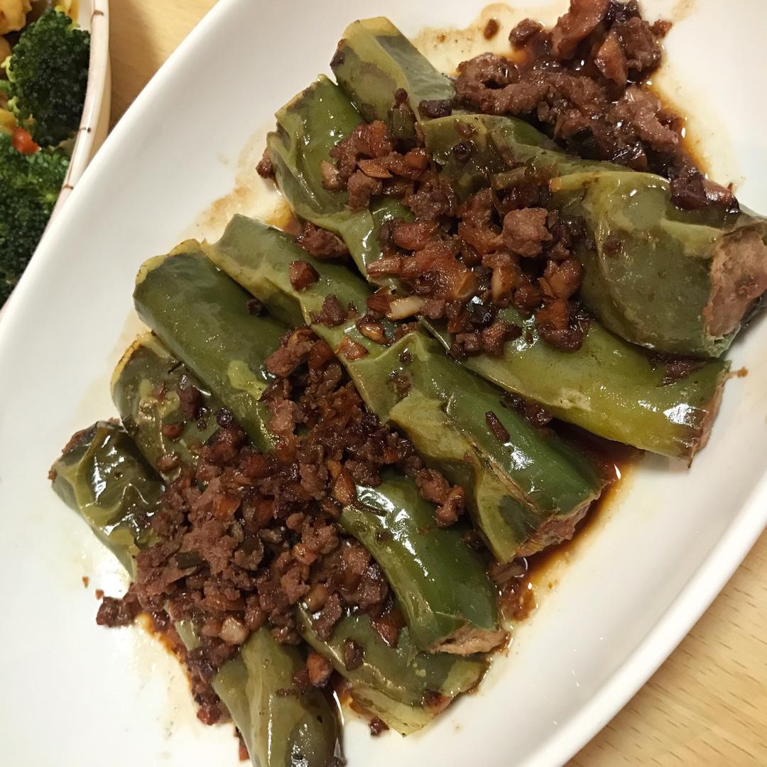 肉馅辣椒-新手下厨 stuffed Chili pepper