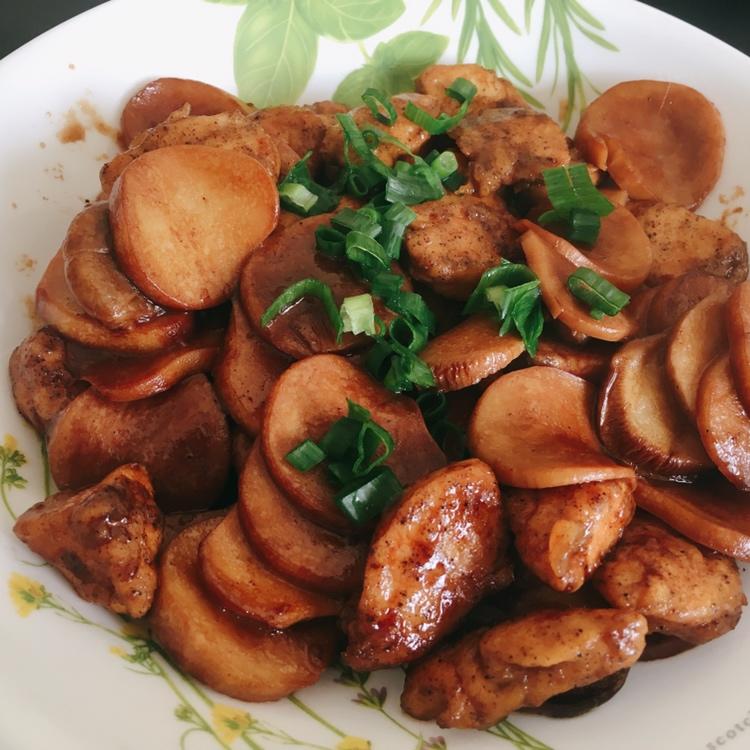 黑胡椒xo酱杏鲍菇炒鸡肉