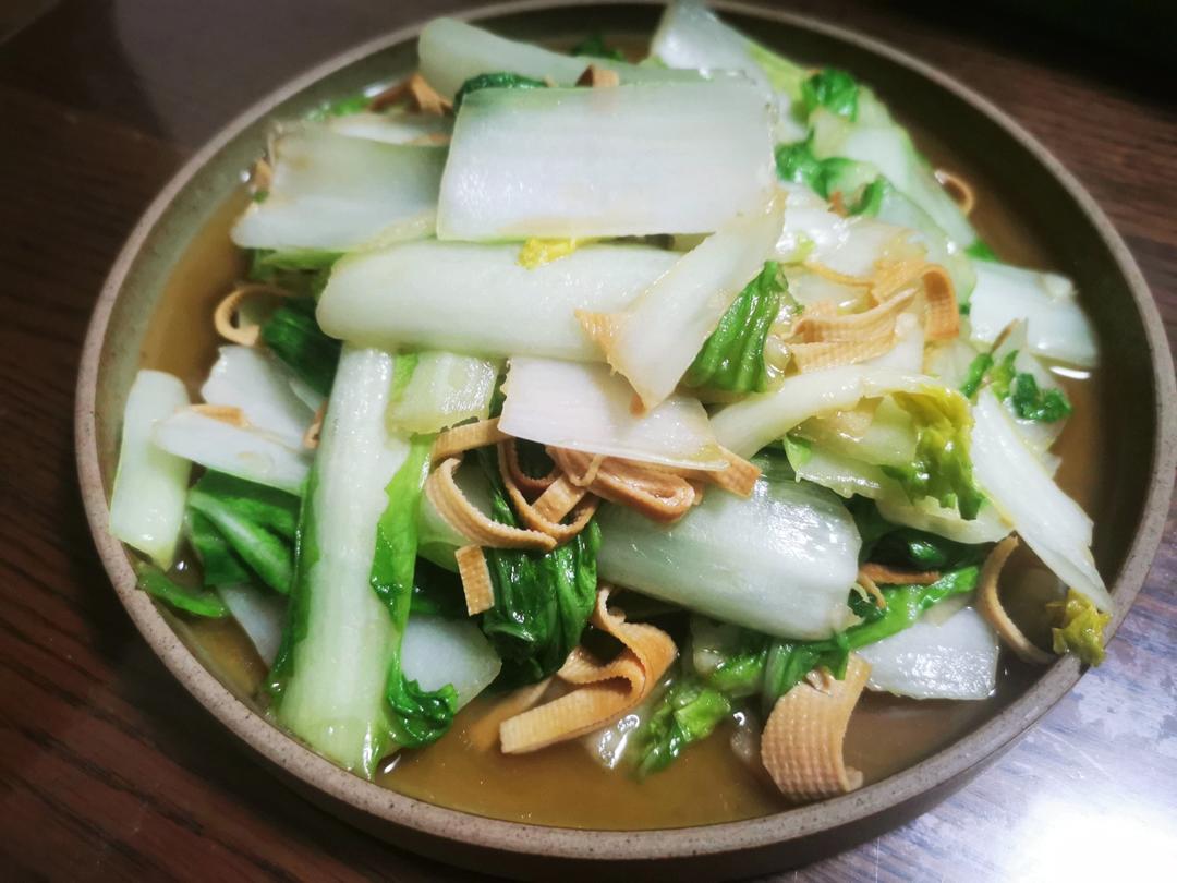 杭白菜炒腐竹