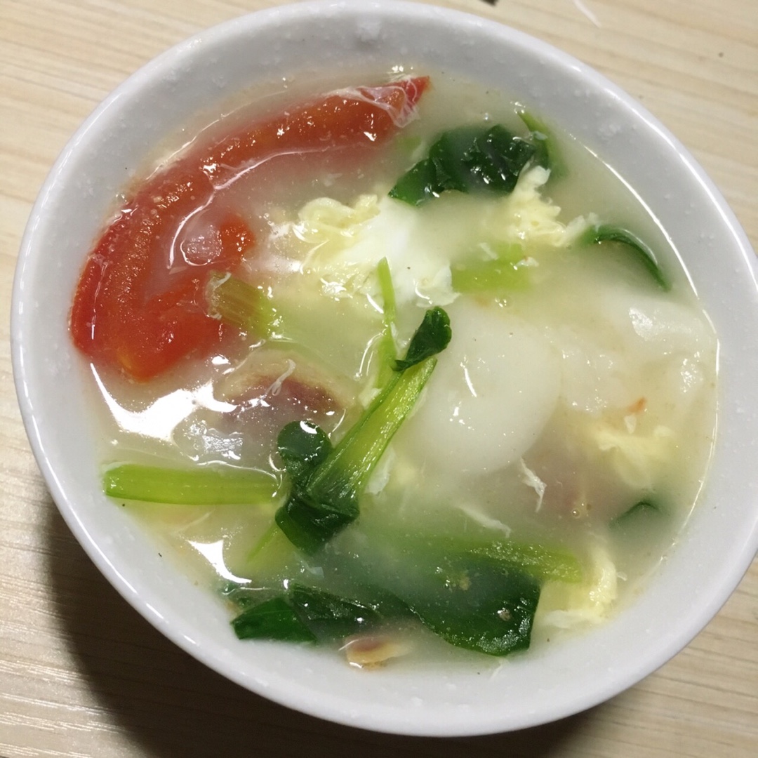 青菜鸡蛋煮年糕