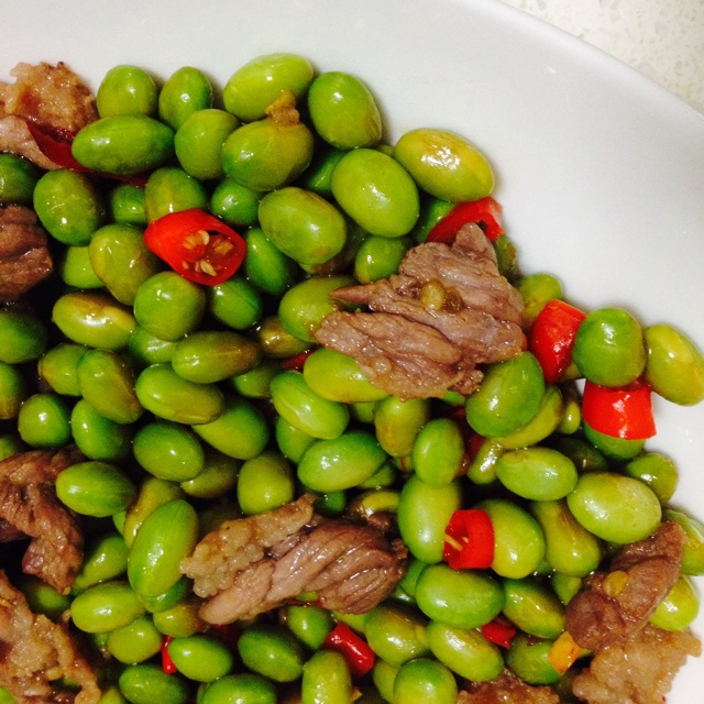 毛豆炒肉丁