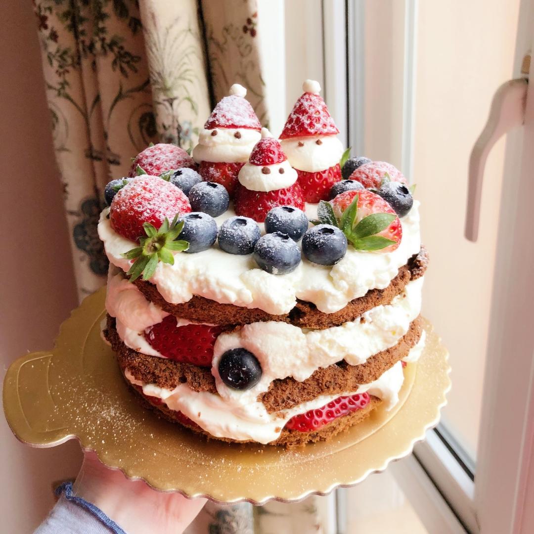 心囡囡做的圣诞呆萌裸蛋糕