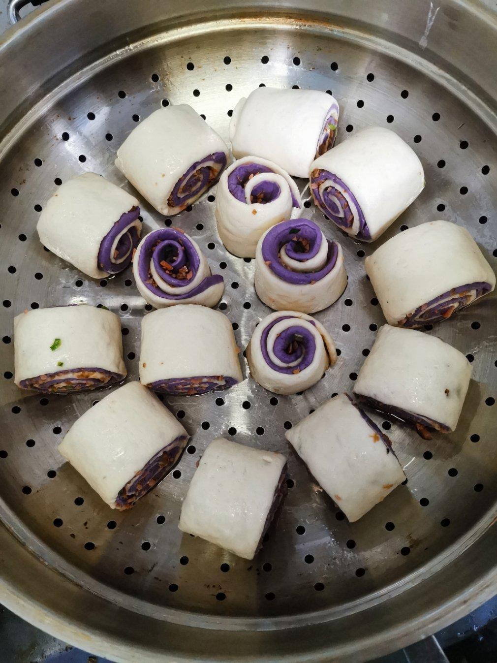 So easy！紫薯双色花卷，双色馒头