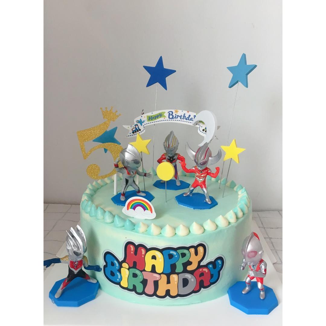 超级无敌美貌简单的刺绣风 奥特曼生日蛋糕