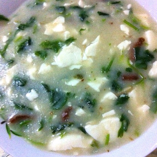 荠菜肉米豆腐羹