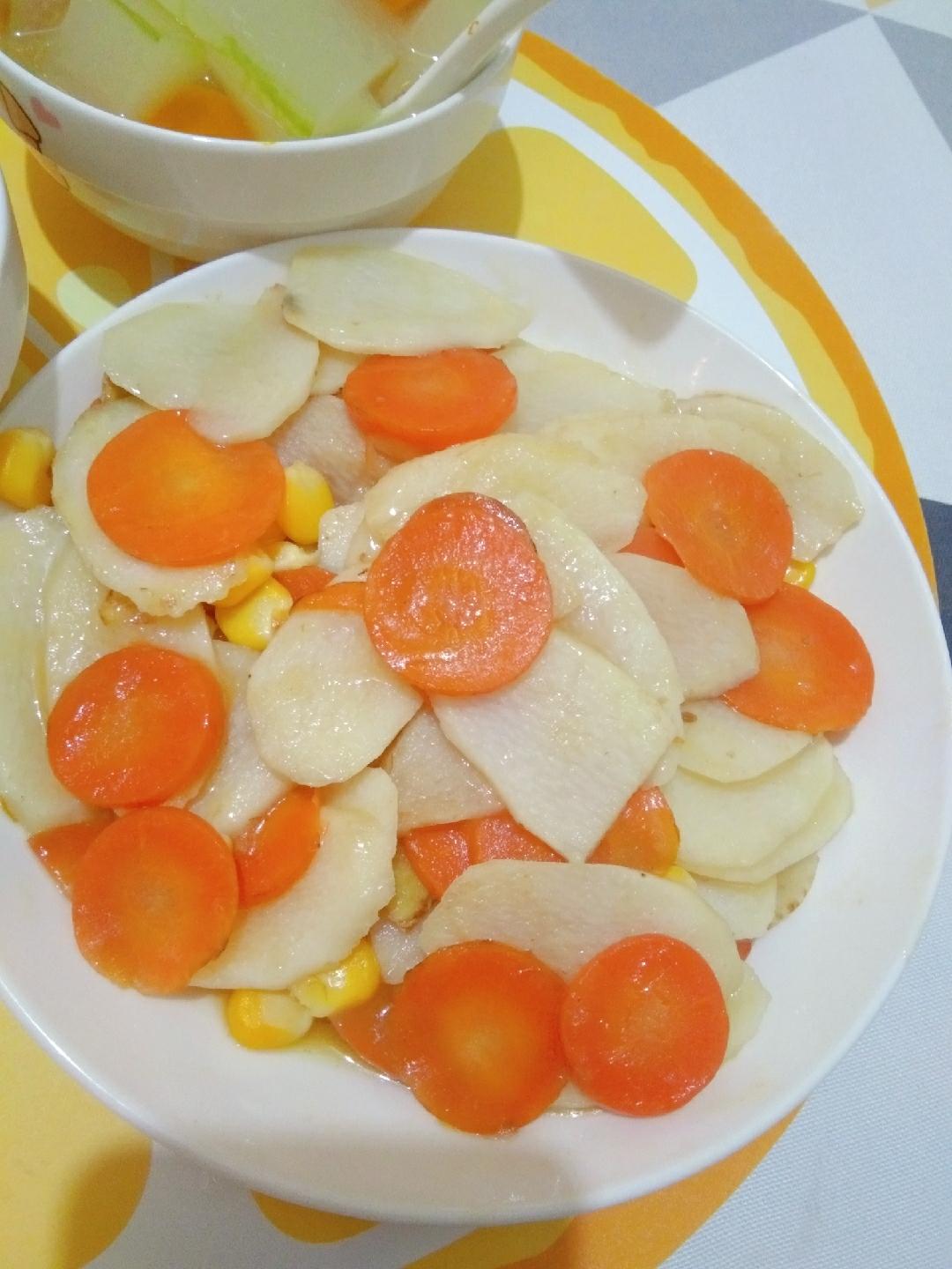 清炒山药胡萝卜(低脂减肥)的做法