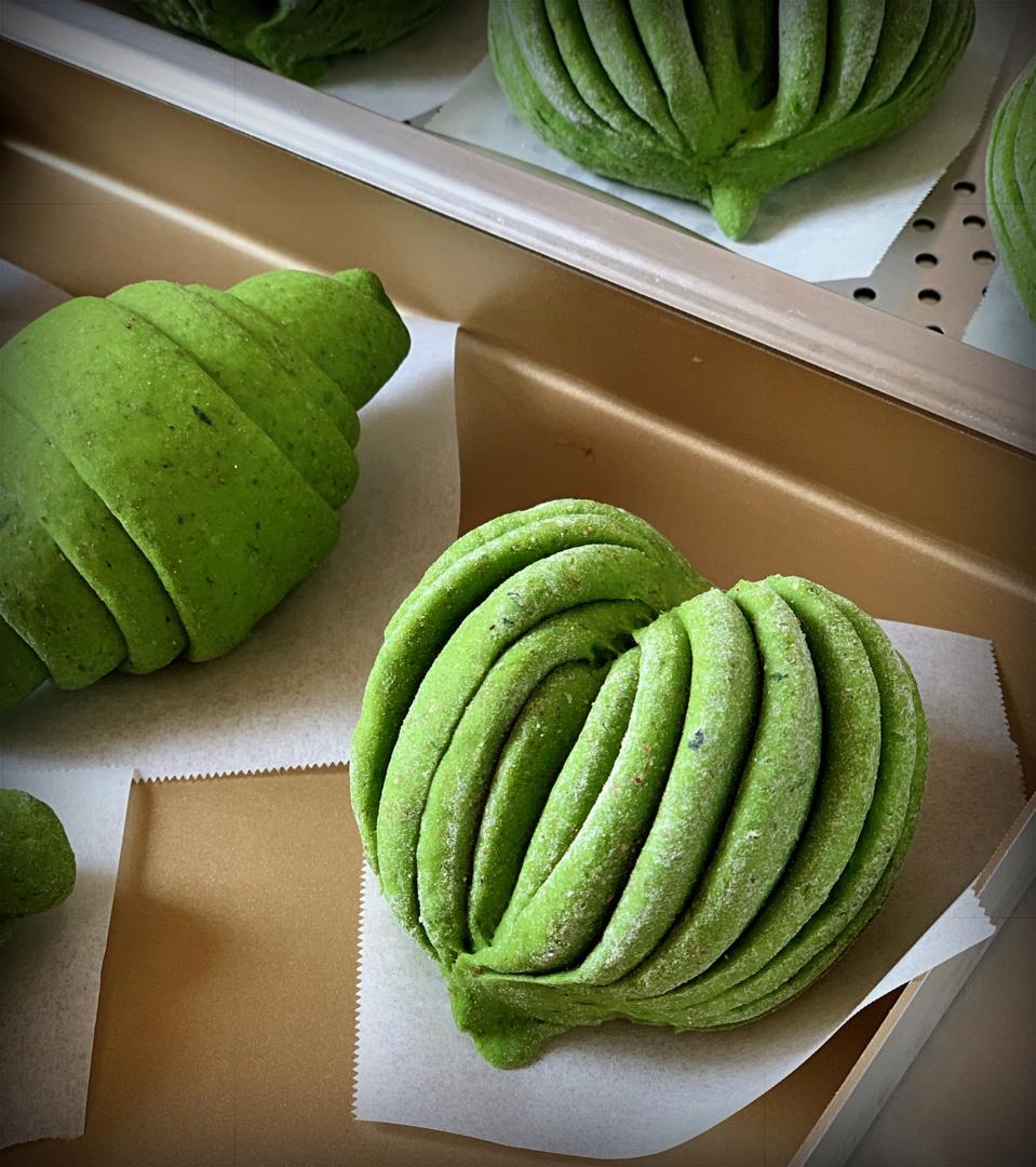 菠菜汁心形馒头 花卷（一次性发酵超治愈）