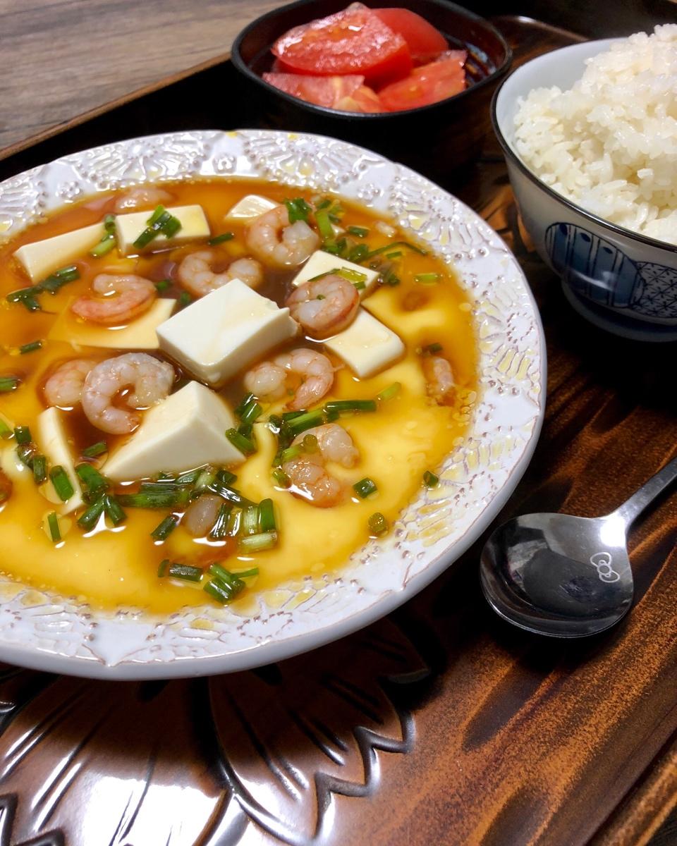 虾仁豆腐蒸水蛋
