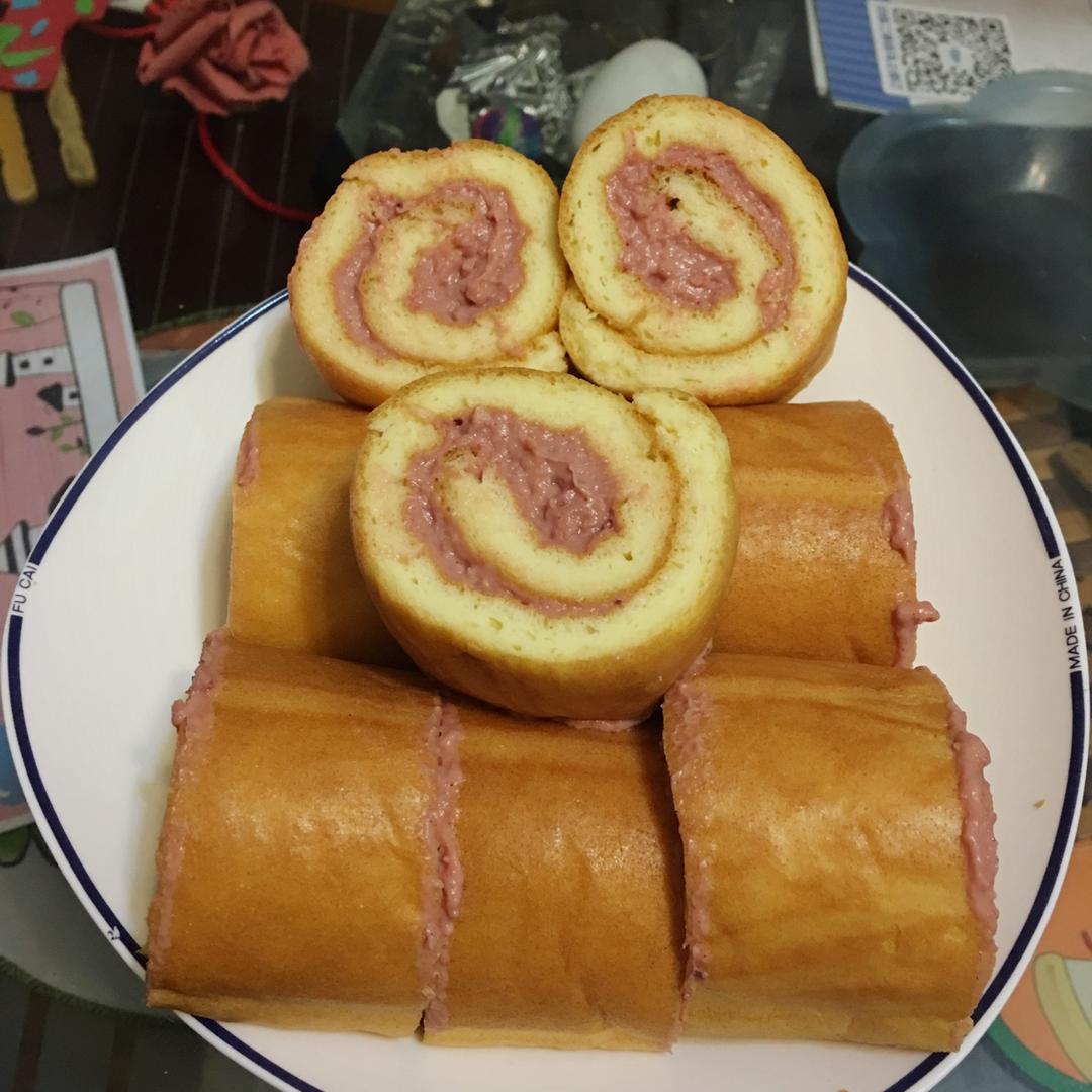 材料最简单的【低卡蛋糕卷】卡仕达戚风卷