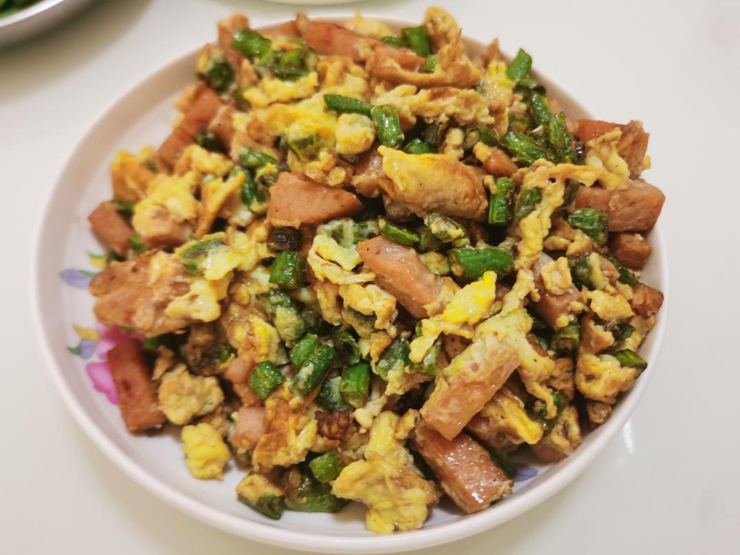 豆角午餐肉炒鸡蛋（童年味道，超级下饭）
