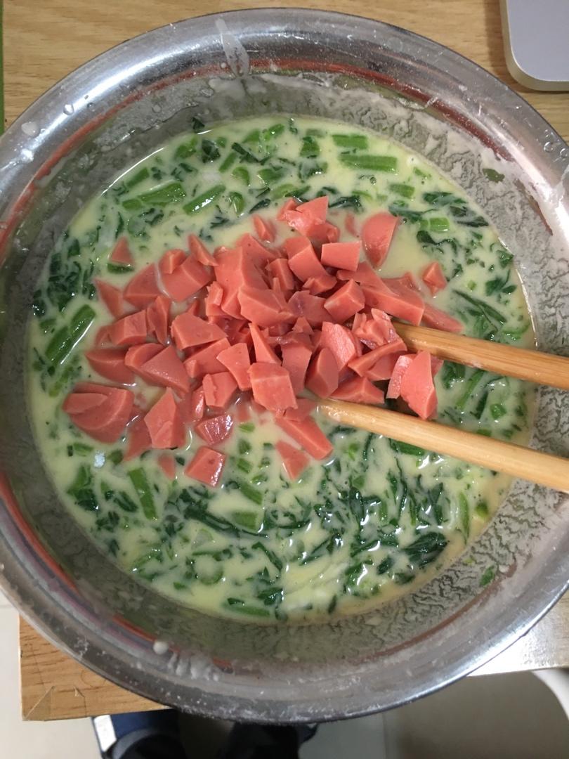 【原创】清爽不腻口、清热解毒、香煎茼蒿饼