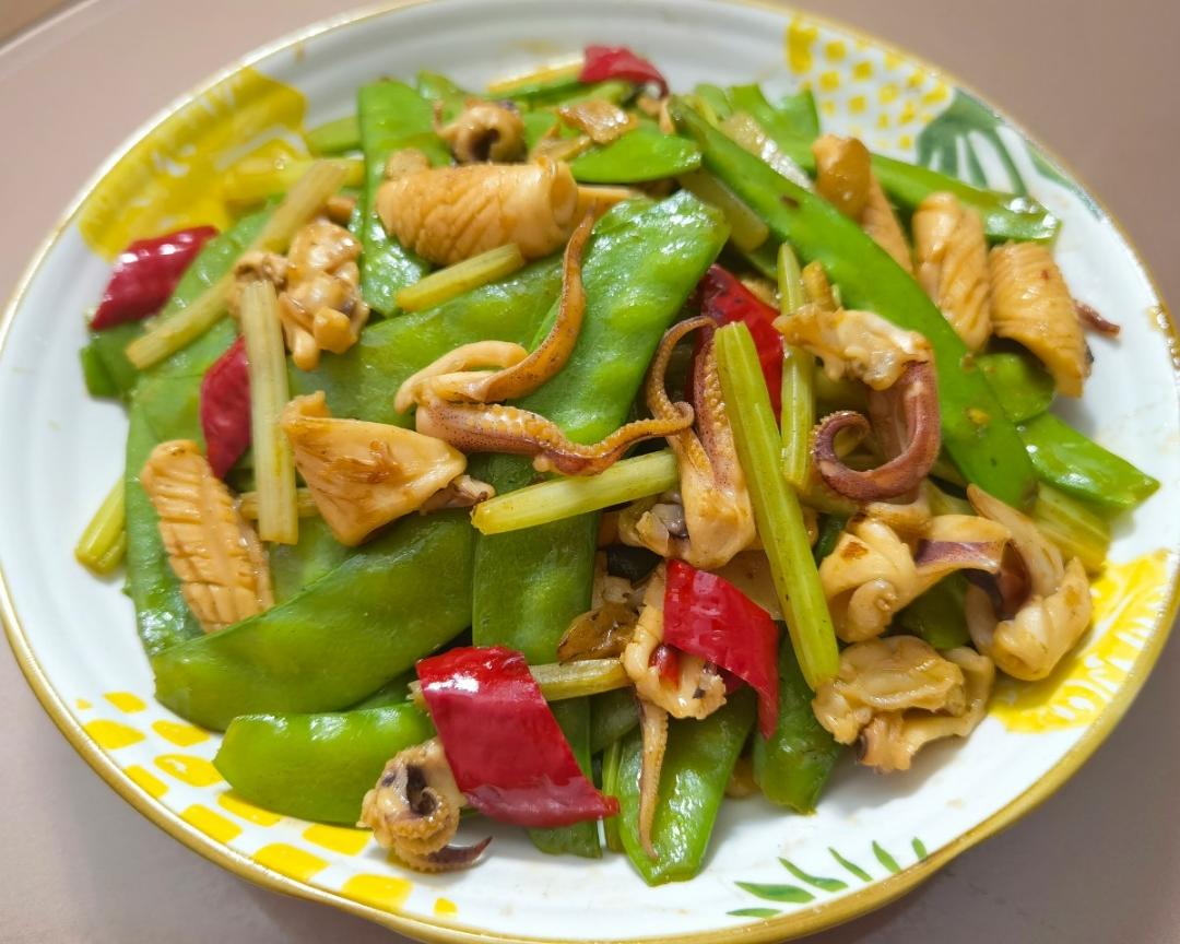荷兰豆炒干鱿鱼