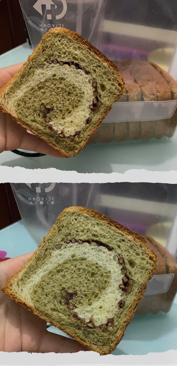 清香柔软的抹茶红豆吐司
