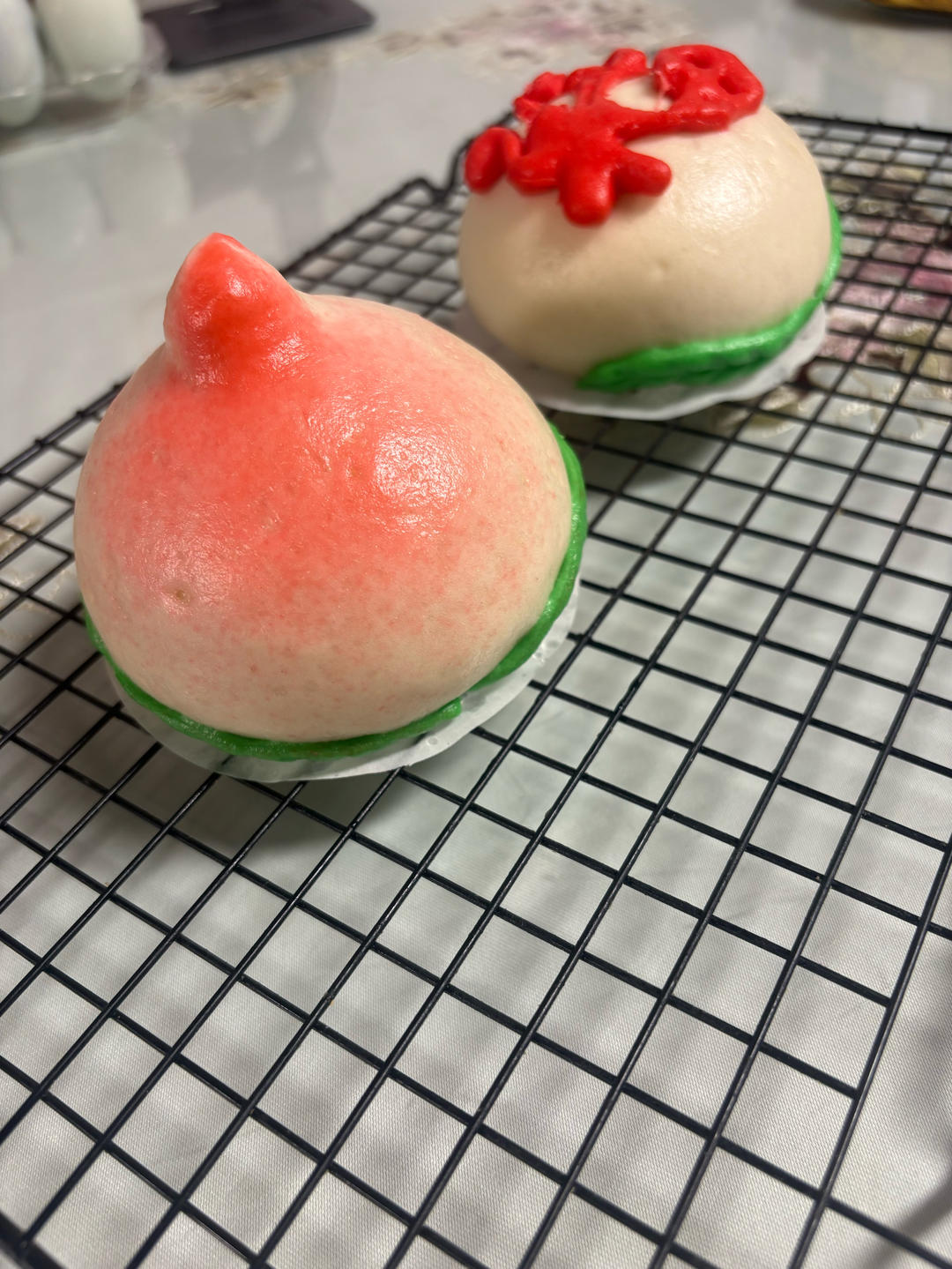 天然果蔬粉、寿桃（造型馒头/桃子馅儿包子）