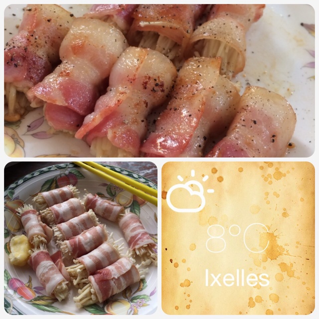 香煎培根金针菇卷