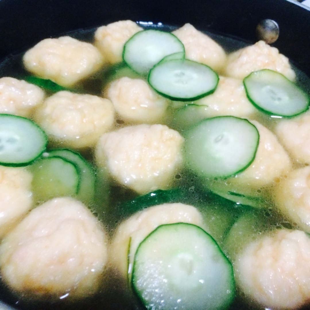 丝瓜虾丸汤～