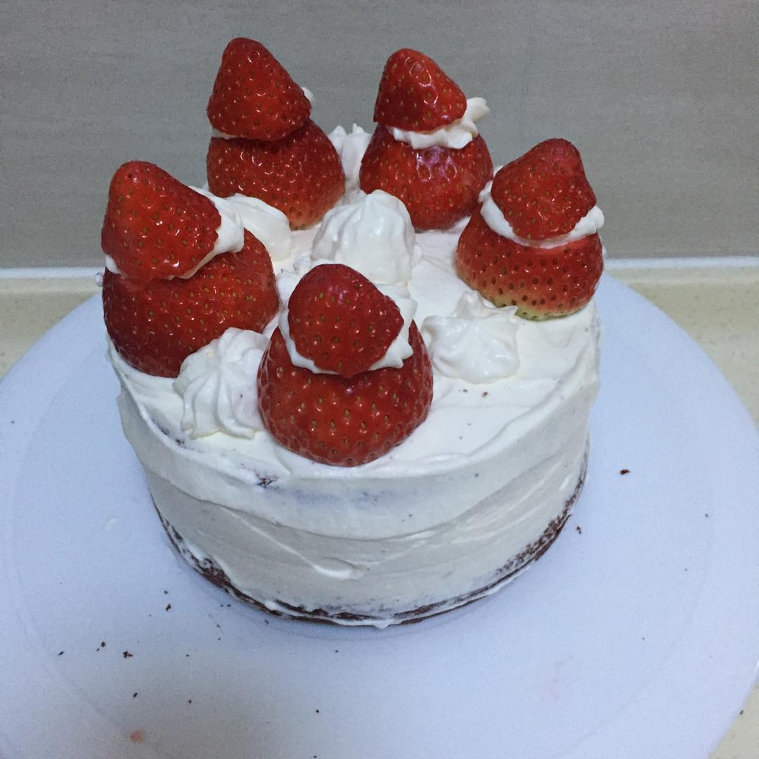 圣诞草莓雪人 红丝绒戚风裸蛋糕