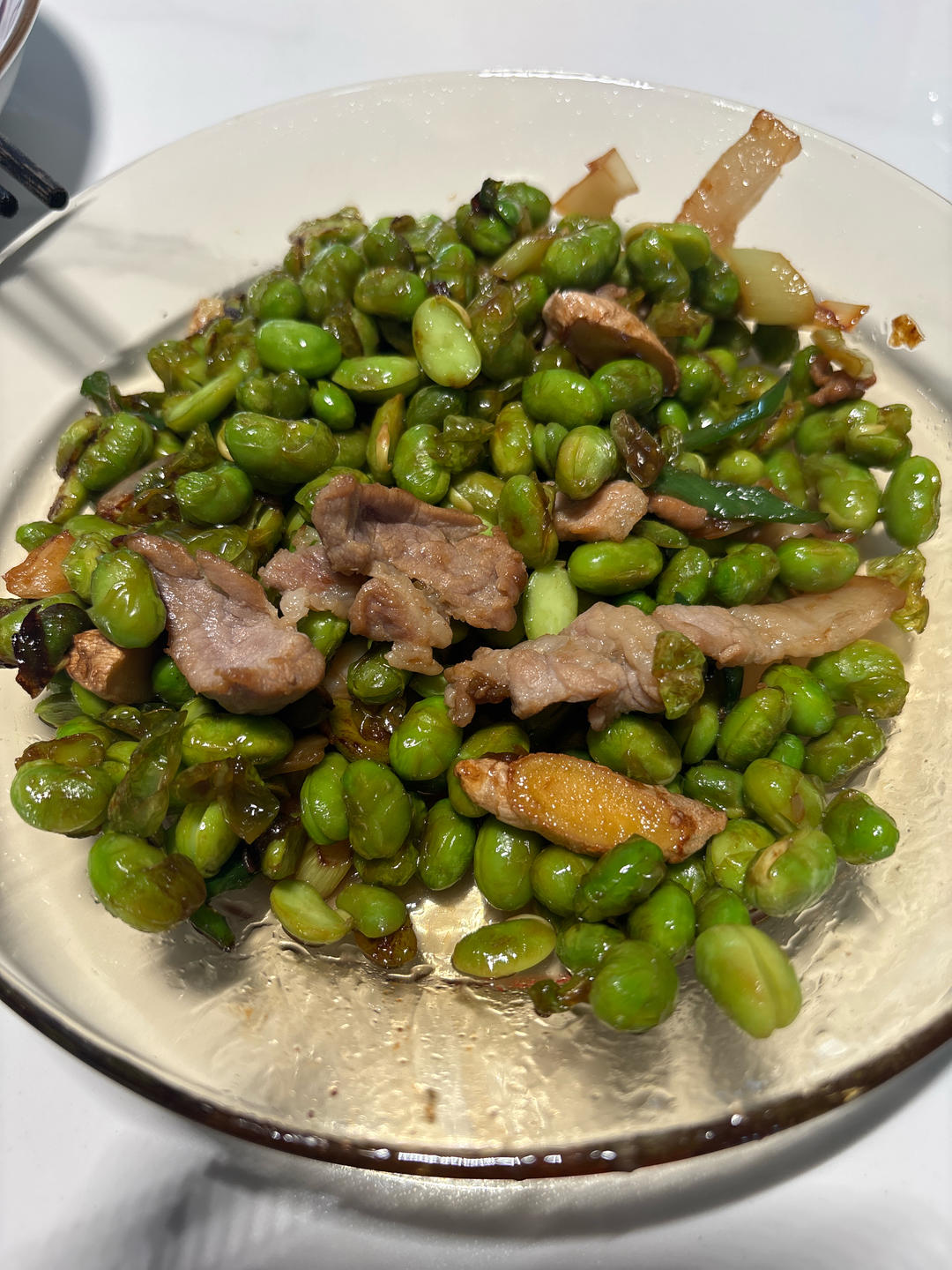 青椒毛豆炒肉丝