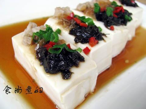 榄菜肉松蒸豆腐的做法