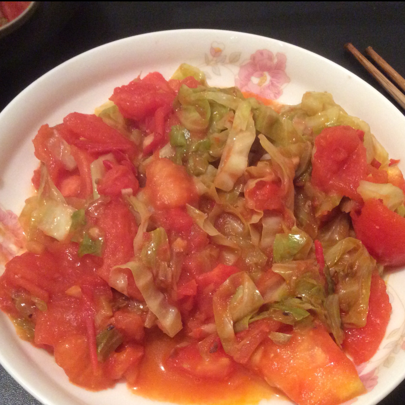 西红柿炒包菜丝