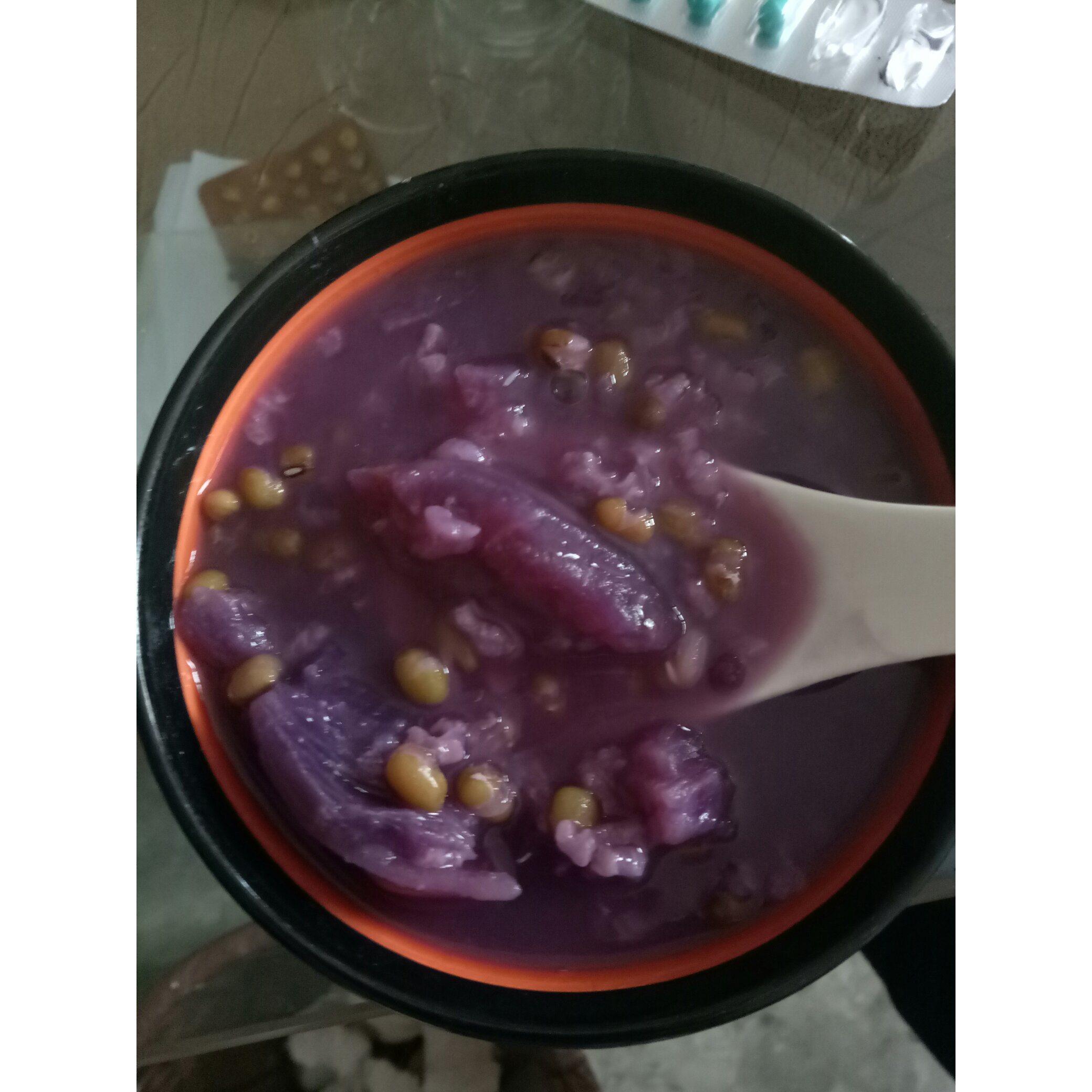 紫薯绿豆粥
