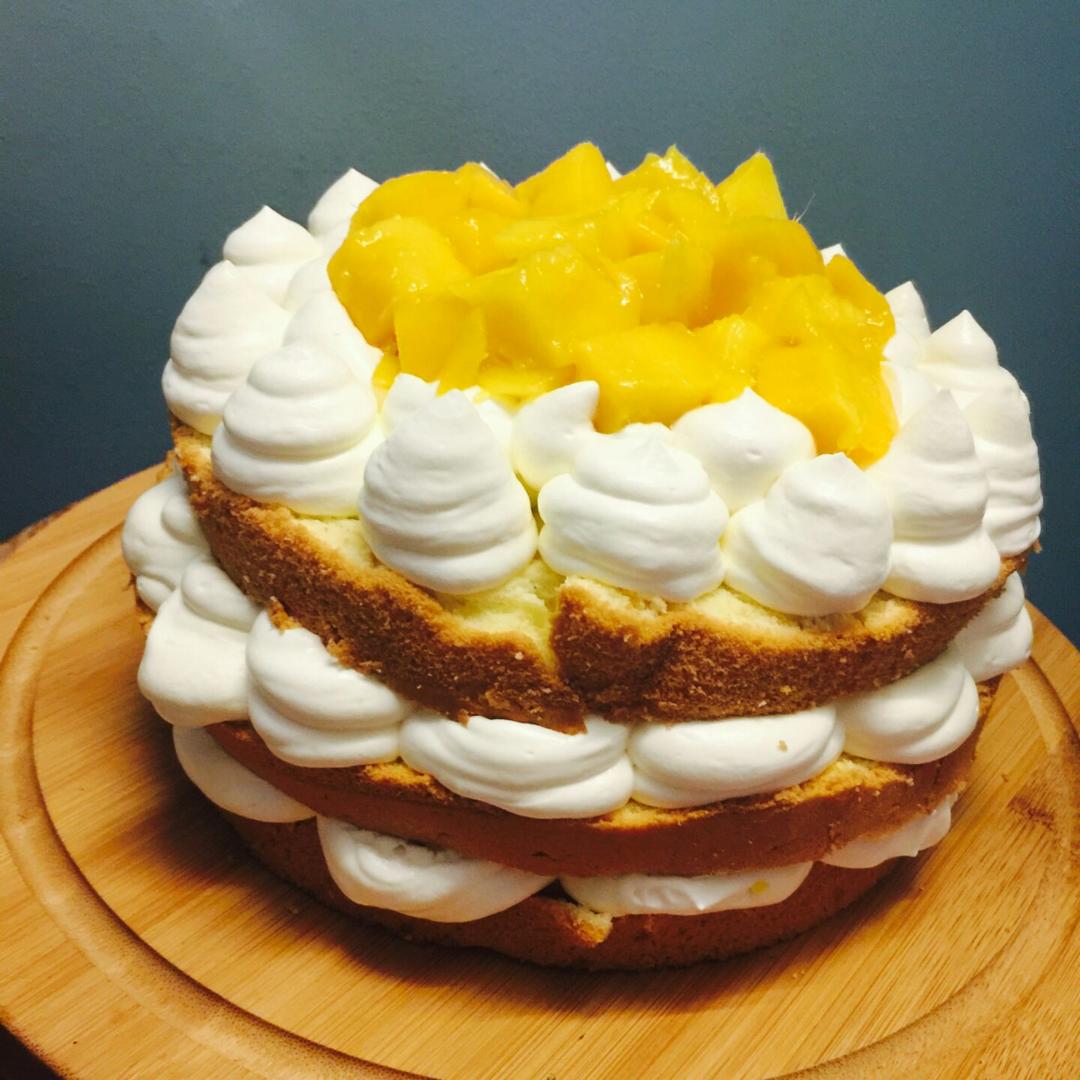 【零失败】不会裱花没关系的水果裸蛋糕 芒果裸蛋糕 完美戚风胚