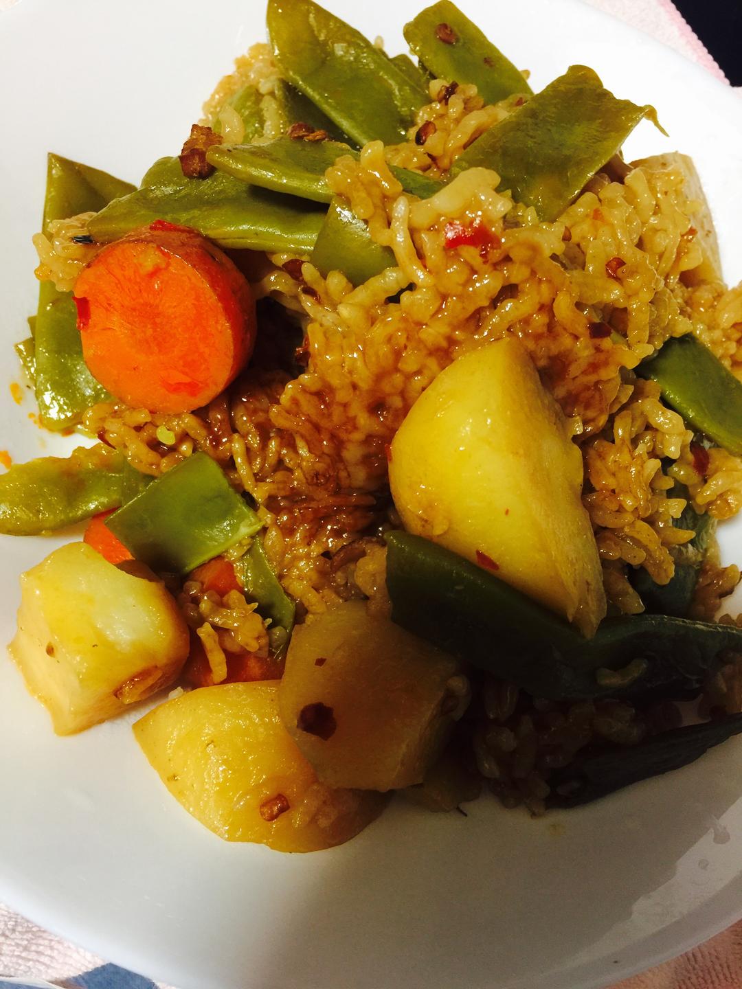 豆角焖饭的做法