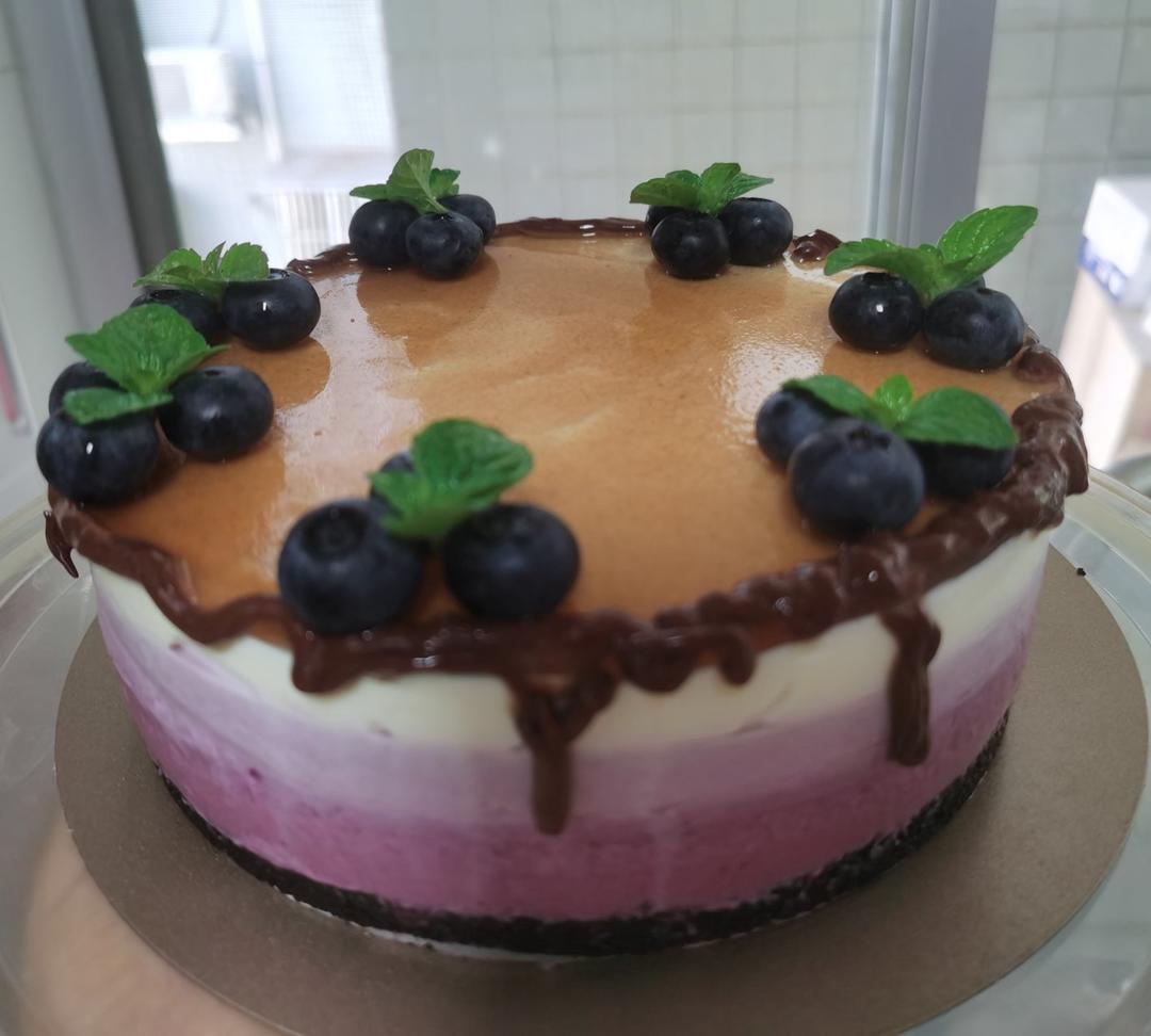 渐变蓝莓冻芝士蛋糕（免烤）
