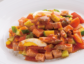 古龙茄汁鲭鱼火腿沙拉的做法