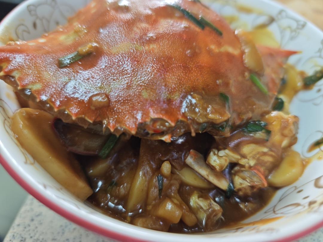 梭子蟹炒年糕～标准的江浙菜