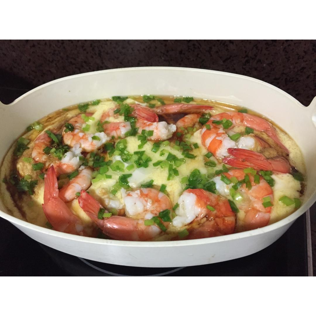 虾仁豆腐蒸水蛋