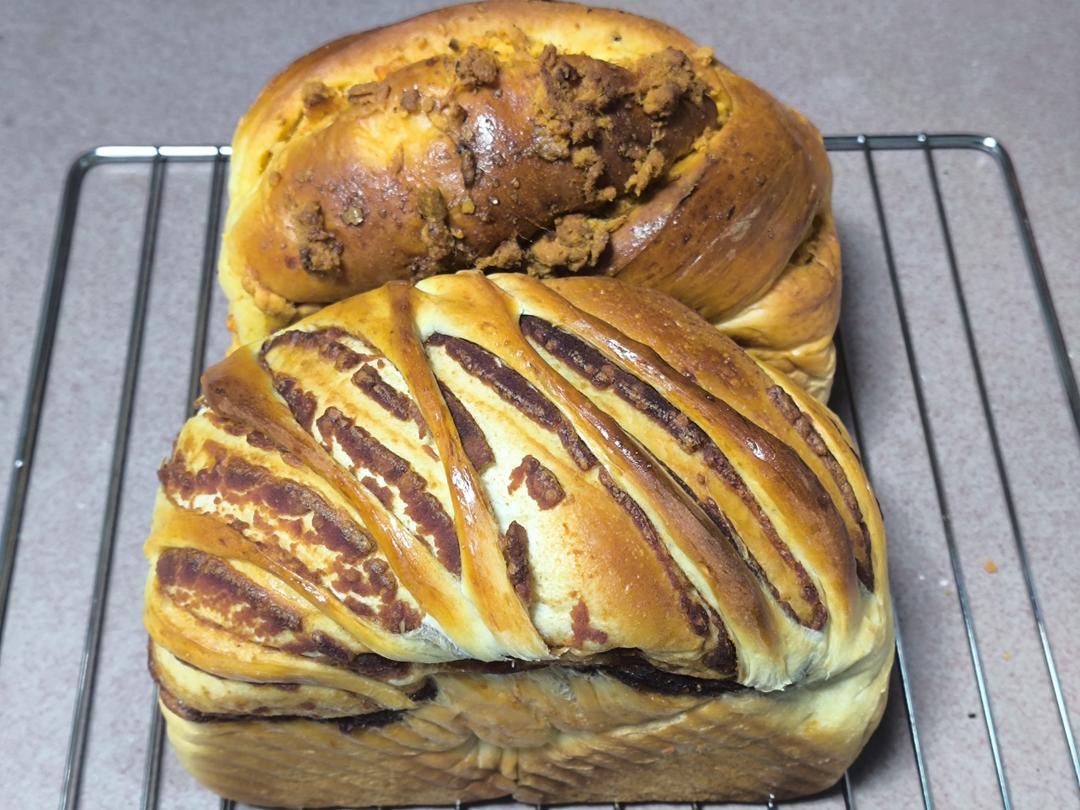 豆沙吐司&咸蛋黄肉松吐司（波兰种+水合法）适合夏季控温