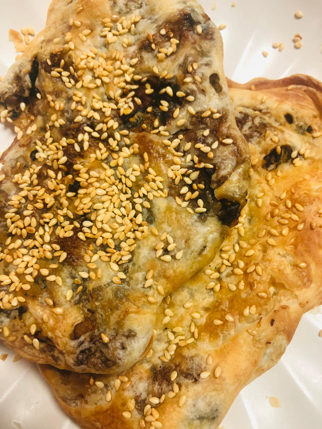 不用和面的快手锅盔，猪肉洋葱锅盔（手抓饼版），酥掉渣超好吃，凉了也不硬