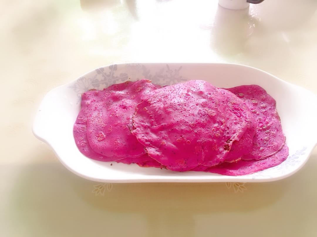 火龙果牛奶煎饼