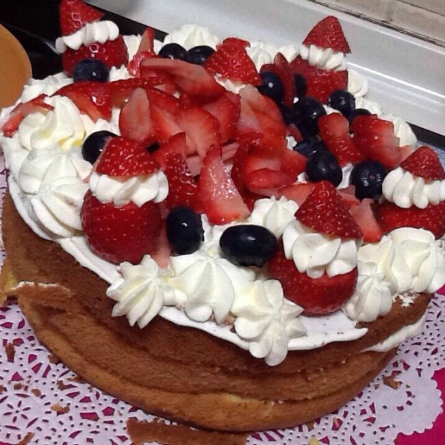 圣诞草莓雪人 红丝绒戚风裸蛋糕