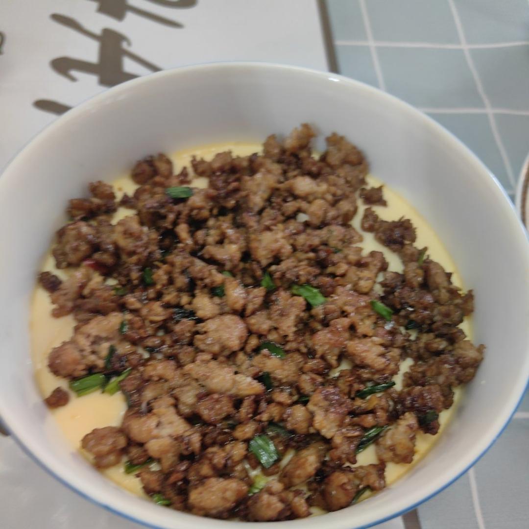 鲜嫩爽滑的肉末蒸蛋‼️ 简单好吃到起飞