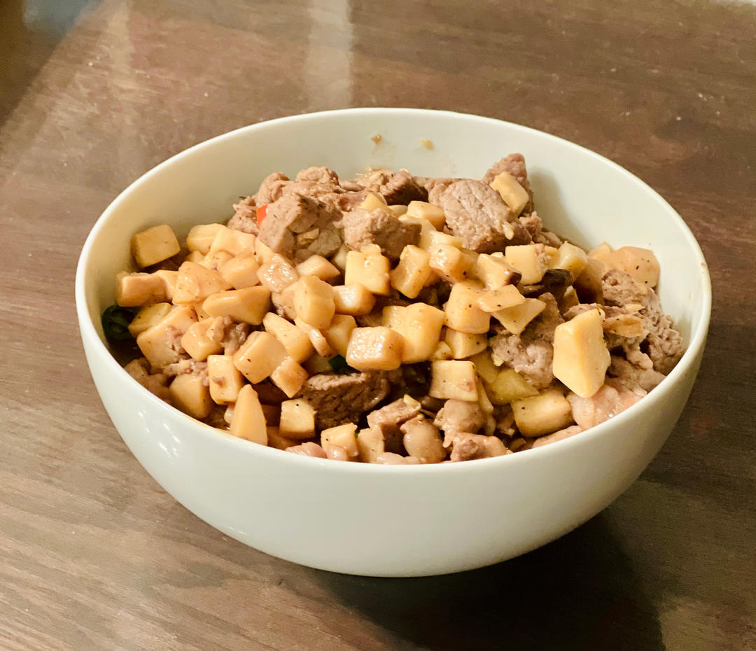 家常菜~杏鲍菇烧牛肉粒