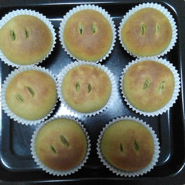 抹茶豆沙小面包（无油脂）