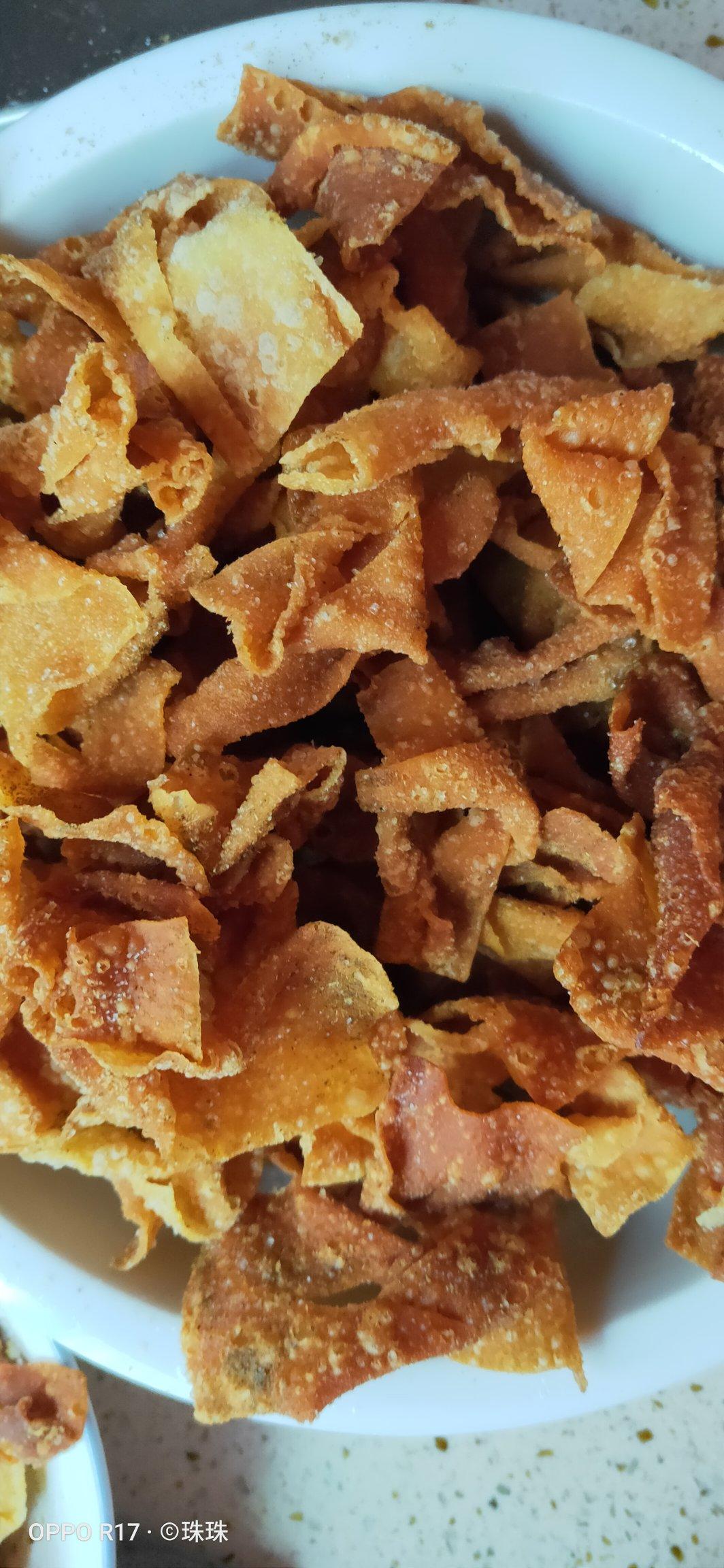 超简单炸排叉---馄饨皮版