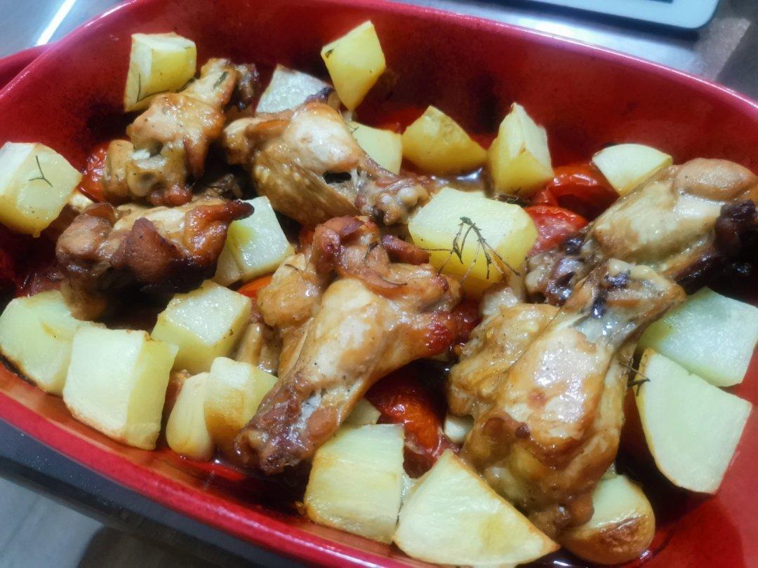 番茄罗勒烤鸡腿